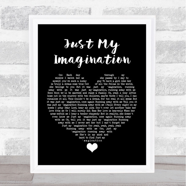 The Temptations Just My Imagination Black Heart Song Lyric Quote Music Print The Temptations Just My Imagination Black Heart Song Lyric Quote Music Print
