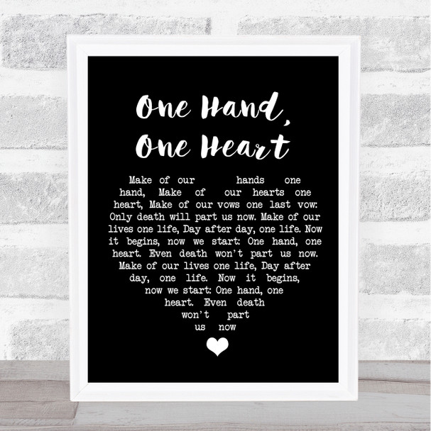 West Side Story One Hand, One Heart Black Heart Song Lyric Quote Music Print