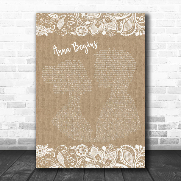 Counting Crows Anna Begins Burlap & Lace Song Lyric Music Wall Art Print