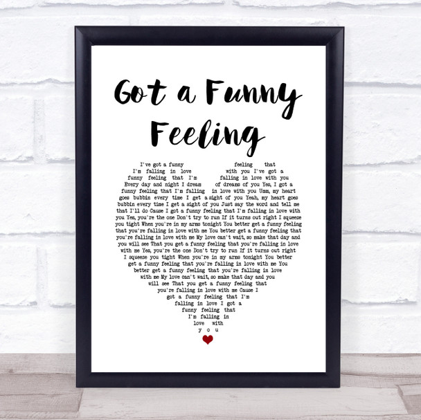 Cliff Richard Got a Funny Feeling White Heart Song Lyric Quote Music Print