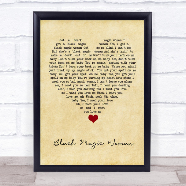 Fleetwood Mac Black Magic Woman Vintage Heart Song Lyric Quote Music Print