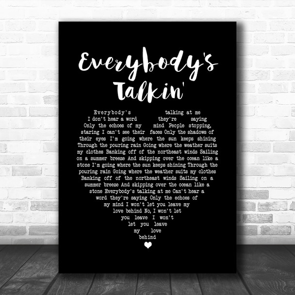 Harry Nilsson Everybody's Talkin' Black Heart Song Lyric Quote Music Print