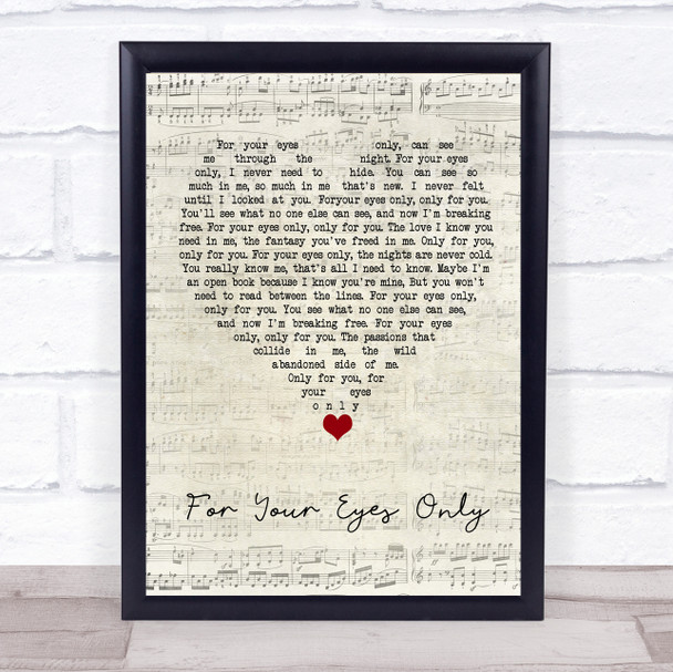 Sheena Easton For Your Eyes Only Script Heart Song Lyric Quote Music Print