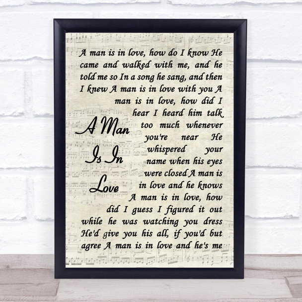 The Waterboys A Man Is In Love Vintage Script Song Lyric Quote Music Print