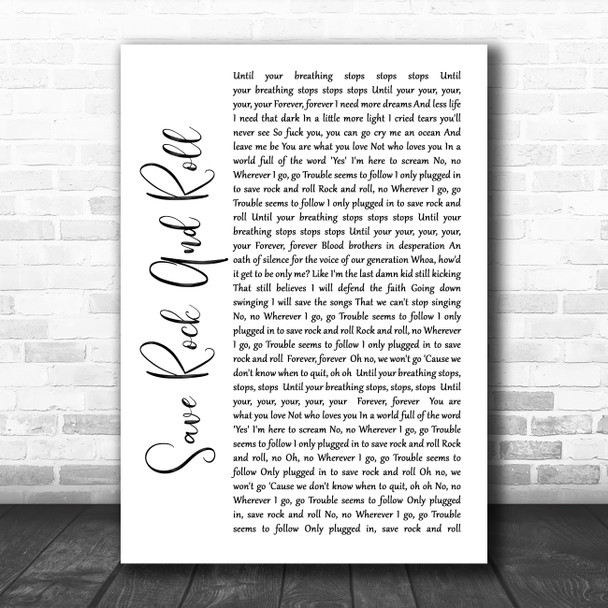 Fall Out Boy Save Rock And Roll White Script Song Lyric Quote Music Print
