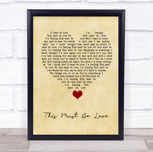 Phil Collins This Must Be Love Vintage Heart Song Lyric Quote Music Print