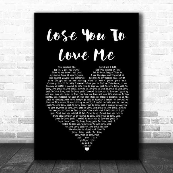 Selena Gomez Lose You To Love Me Black Heart Song Lyric Quote Music Print