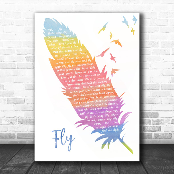 Céline dion Fly Watercolour Feather & Birds Song Lyric Quote Music Print