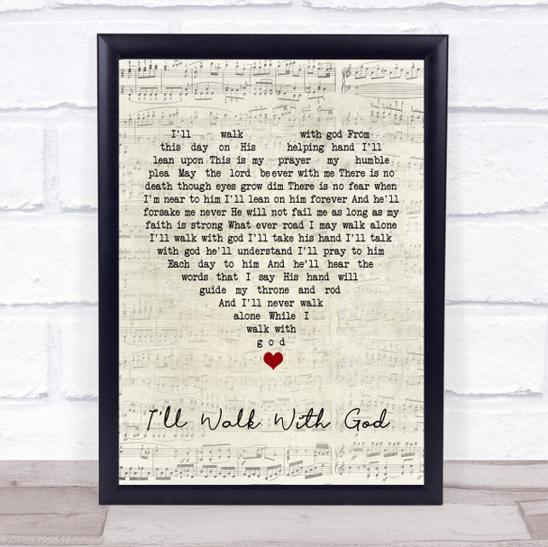 Mario Lanza I'll Walk With God Script Heart Song Lyric Quote Music Print