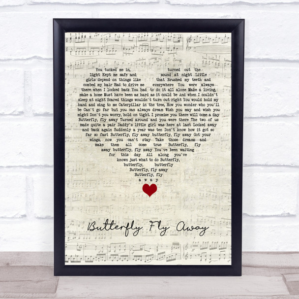Miley Cyrus Butterfly Fly Away Script Heart Song Lyric Quote Music Print