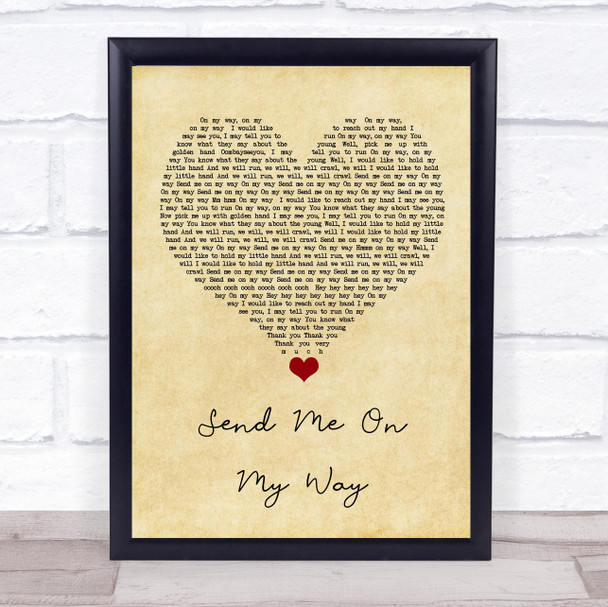 Rusted Root Send Me On My Way Vintage Heart Song Lyric Quote Music Print
