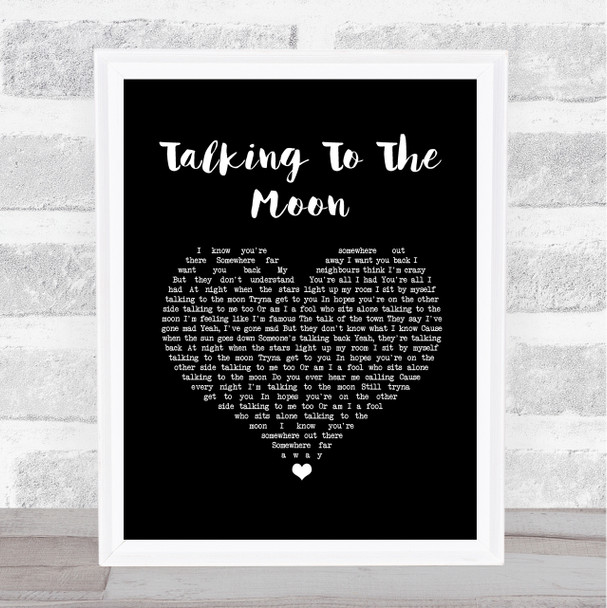 Bruno Mars Talking To The Moon Black Heart Song Lyric Quote Music Print