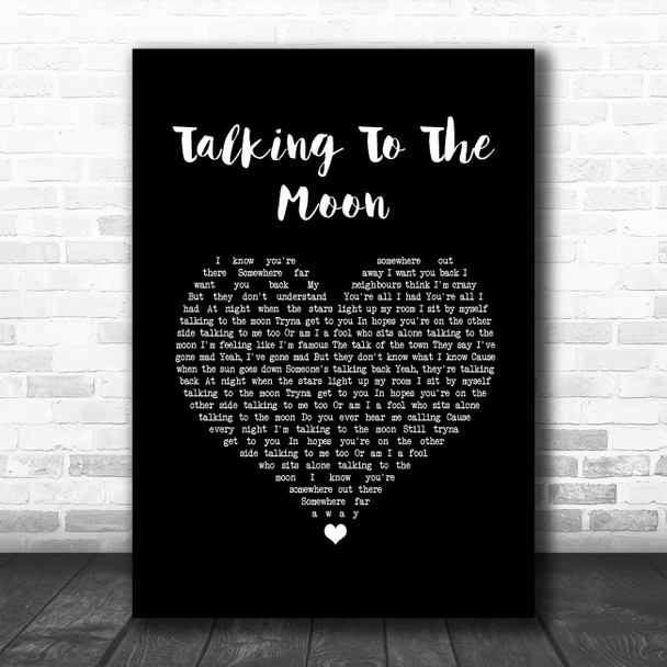 Bruno Mars Talking To The Moon Black Heart Song Lyric Quote Music Print