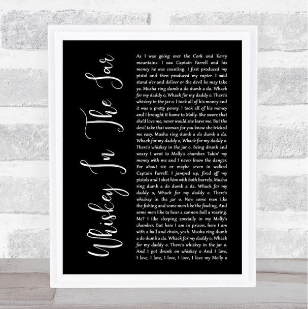 Thin Lizzy Whiskey In The Jar Black Script Song Lyric Quote Music Print