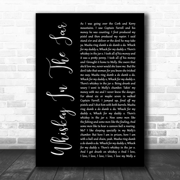 Thin Lizzy Whiskey In The Jar Black Script Song Lyric Quote Music Print