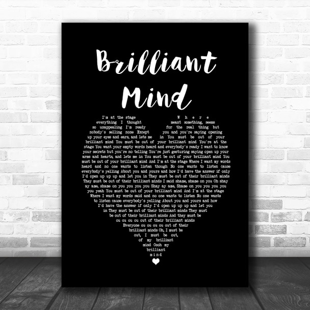 Furniture Brilliant Mind 1986 Black Heart Song Lyric Quote Music Print