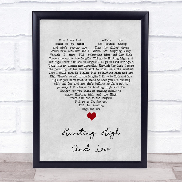 A-ha Hunting High And Low Grey Heart Song Lyric Quote Music Print