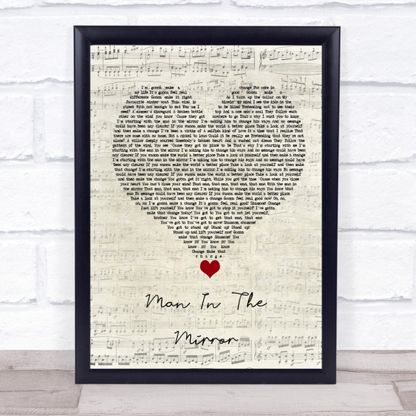 Michael Jackson Man In The Mirror Script Heart Song Lyric Quote Music Print