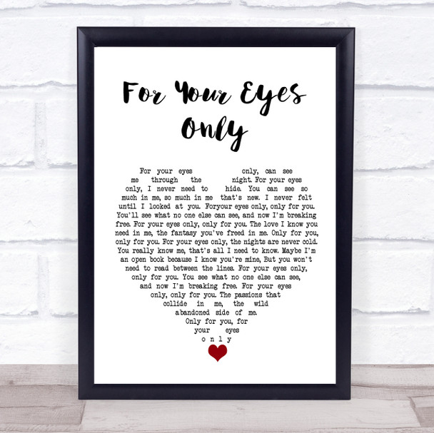Sheena Easton For Your Eyes Only White Heart Song Lyric Quote Music Print