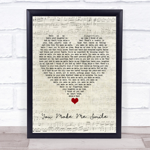 Ernie Halter You Make Me Smile Script Heart Song Lyric Quote Music Print