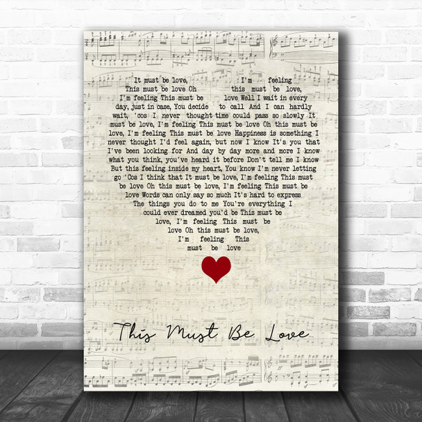 Phil Collins This Must Be Love Script Heart Song Lyric Quote Music Print