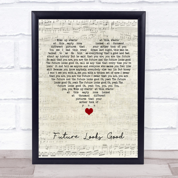 OneRepublic Future Looks Good Script Heart Song Lyric Quote Music Print