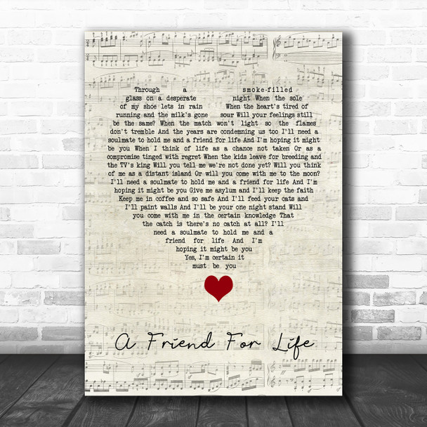 Rod Stewart A Friend For Life Script Heart Song Lyric Quote Music Print