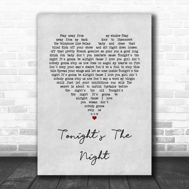 Rod Stewart Tonight's The Night Grey Heart Song Lyric Quote Music Print