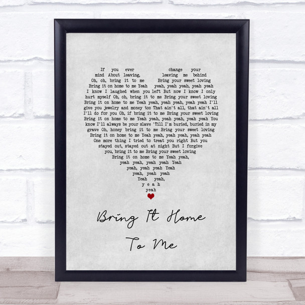 Sam Cooke Bring It Home To Me Grey Heart Song Lyric Quote Music Print