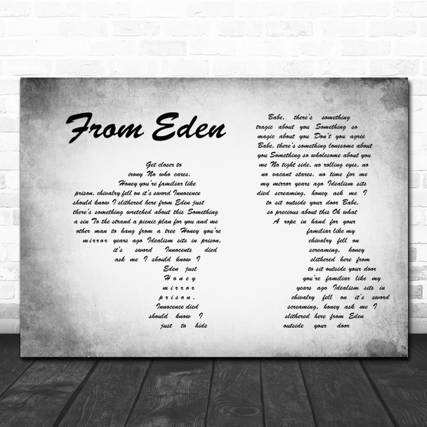 Hozier From Eden Man Lady Couple Grey Song Lyric Quote Music Print