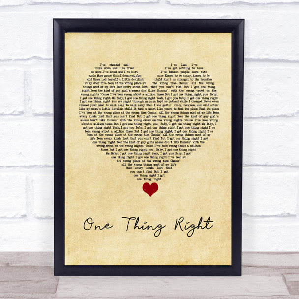 Marshmello & Kane Brown One Thing Right Vintage Heart Song Lyric Quote Music Print