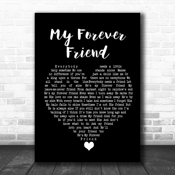 Charlie Landsborough My Forever Friend Black Heart Song Lyric Quote Music Print