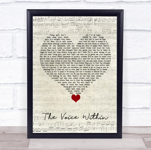 Christina Aguilera The Voice Within Script Heart Song Lyric Quote Music Print