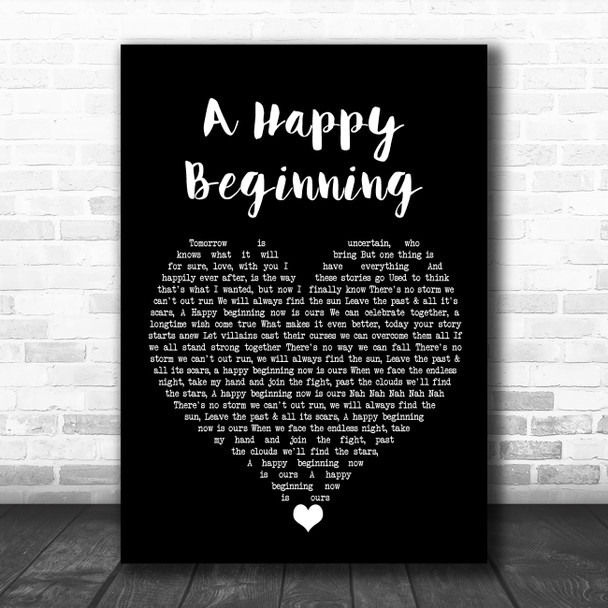 Jennifer Morrison A Happy Beginning Black Heart Song Lyric Quote Music Print