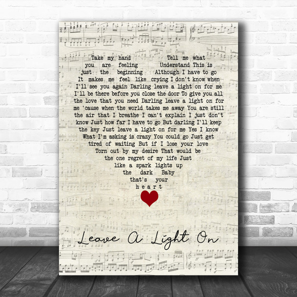 Belinda Carlisle Leave A Light On Script Heart Song Lyric Quote Music Print