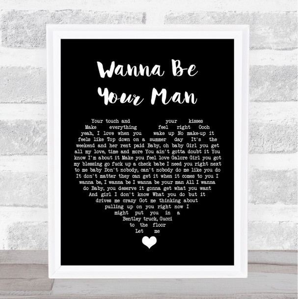 Mechie So Crazy Wanna Be Your Man Black Heart Song Lyric Quote Music Print