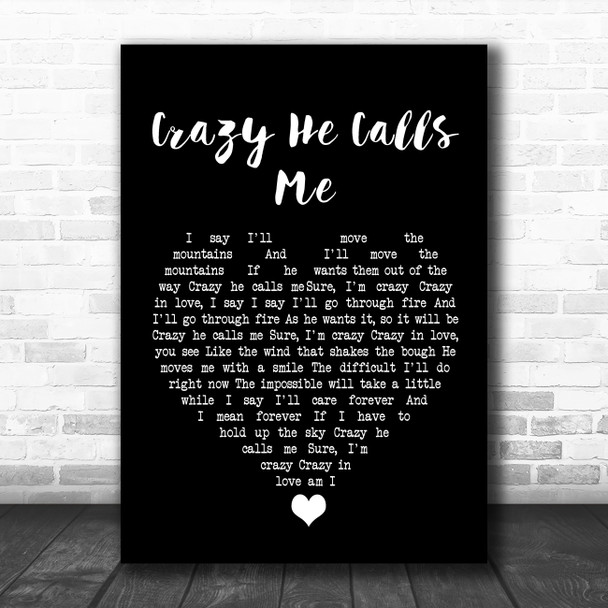 Billie Holiday Crazy He Calls Me Black Heart Song Lyric Quote Music Print