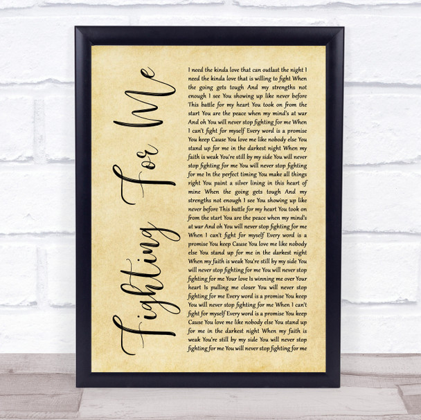 Riley Clemmons Fighting For Me Rustic Script Song Lyric Quote Music Print