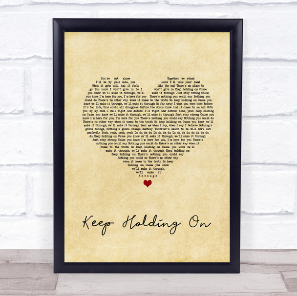 Avril Lavigne Keep Holding On Vintage Heart Song Lyric Quote Music Print