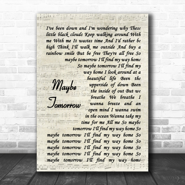 Stereophonics Maybe Tomorrow Vintage Script Song Lyric Quote Music Print