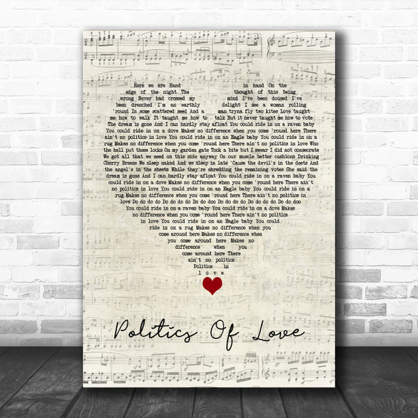 Alex Cameron Politics Of Love Script Heart Song Lyric Quote Music Print