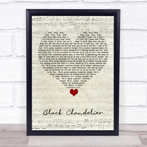 Biffy Clyro Black Chandelier Script Heart Song Lyric Quote Music Print