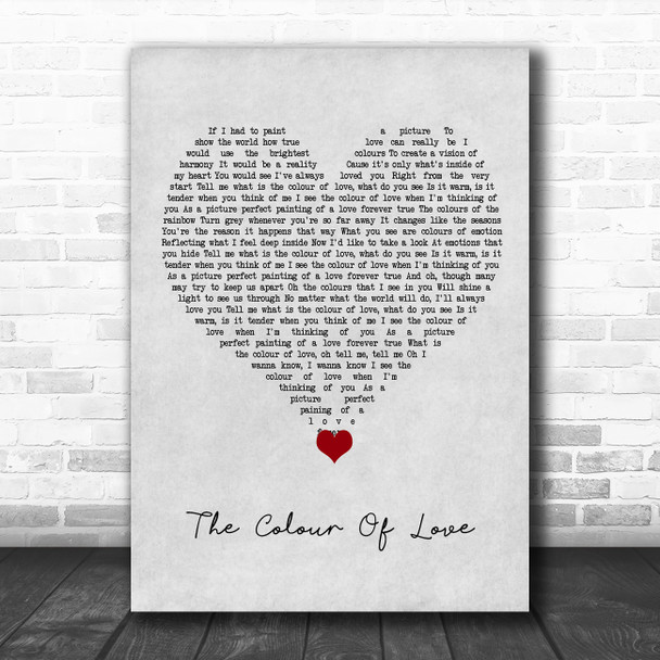Billy Ocean The Colour Of Love Grey Heart Song Lyric Quote Music Print