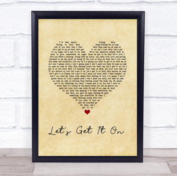 Marvin Gaye Let's Get It On Vintage Heart Song Lyric Quote Music Print