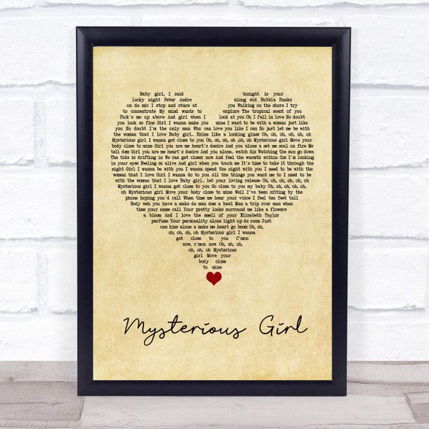 Peter Andre Mysterious Girl Vintage Heart Song Lyric Quote Music Print