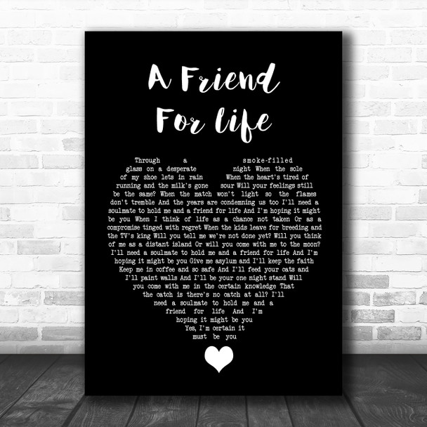 Rod Stewart A Friend For Life Black Heart Song Lyric Quote Music Print