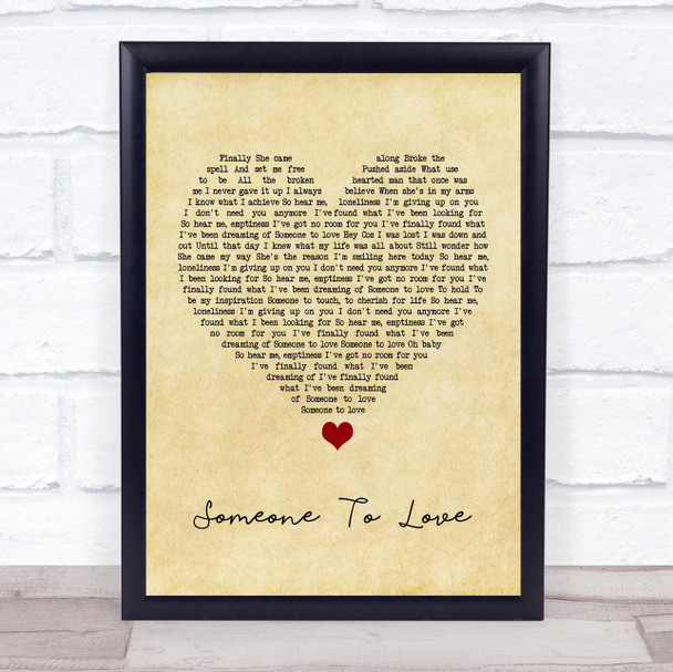 Shayne Ward Someone To Love Vintage Heart Song Lyric Quote Music Print