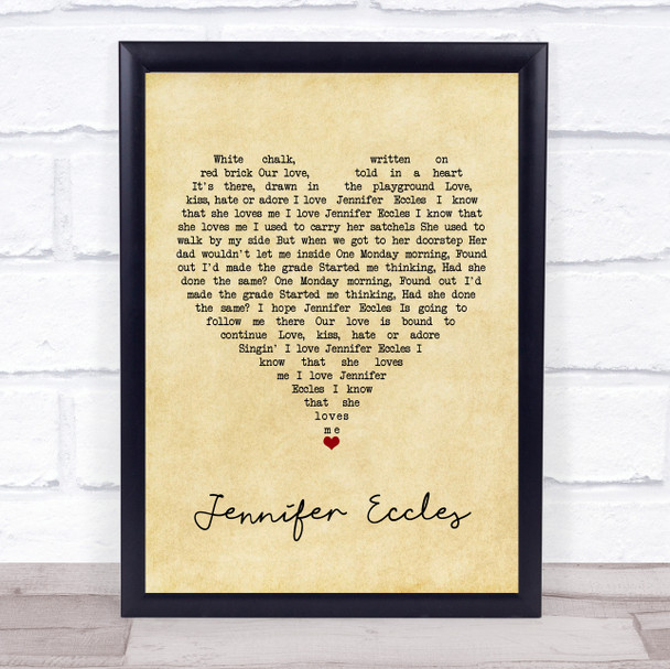 The Hollies Jennifer Eccles Vintage Heart Song Lyric Quote Music Print