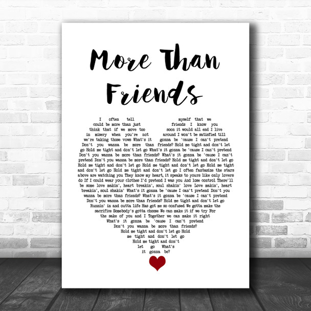 James Hype More Than Friends White Heart Song Lyric Quote Music Print