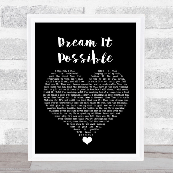 Jane Zhang Dream It Possible Black Heart Song Lyric Quote Music Print